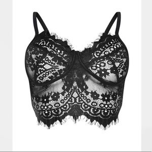 PLT Black Lace Longline Bralet